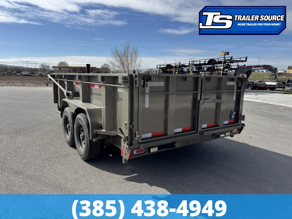 7x14 Diamond C LPT 207 Dump Trailer - 32" Sides - 15.5K GVWR - 14 Ply Tires, Long Arm Tarp