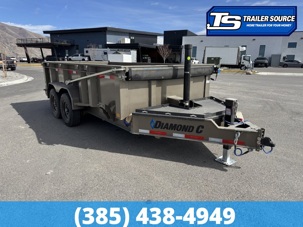 7x14 Diamond C LPT 207 Dump Trailer - 32" Sides - 15.5K GVWR - 14 Ply Tires, Long Arm Tarp