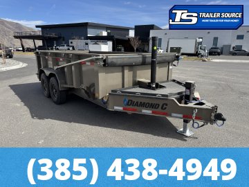 7x14 Diamond C LPT 207 Dump Trailer - 32" Sides - 15.5K GVWR - 14 Ply Tires, Long Arm Tarp