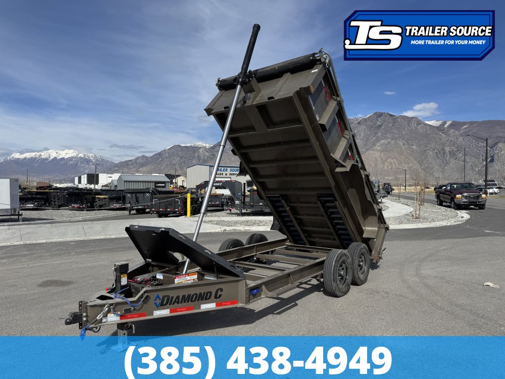 7x14 Diamond C LPT 207 Dump Trailer - 32" Sides - 15.5K GVWR - 14 Ply Tires, Long Arm Tarp