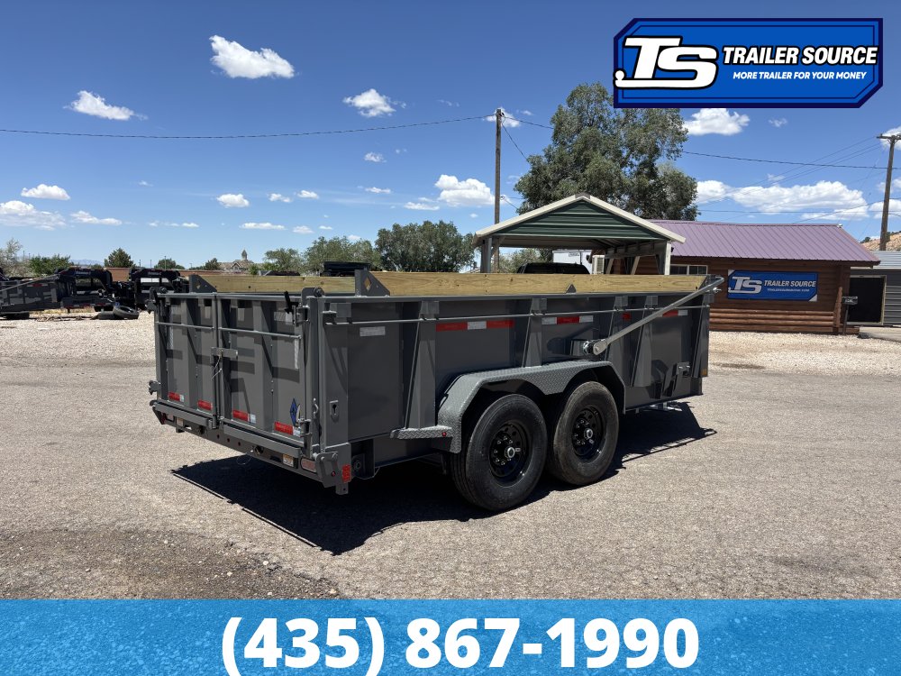 7x14 Diamond C LPT 207 Dump Trailer - 32" Sides - 15.5K GVWR - 14 Ply Tires, Board Brackets, Long Arm Tarp
