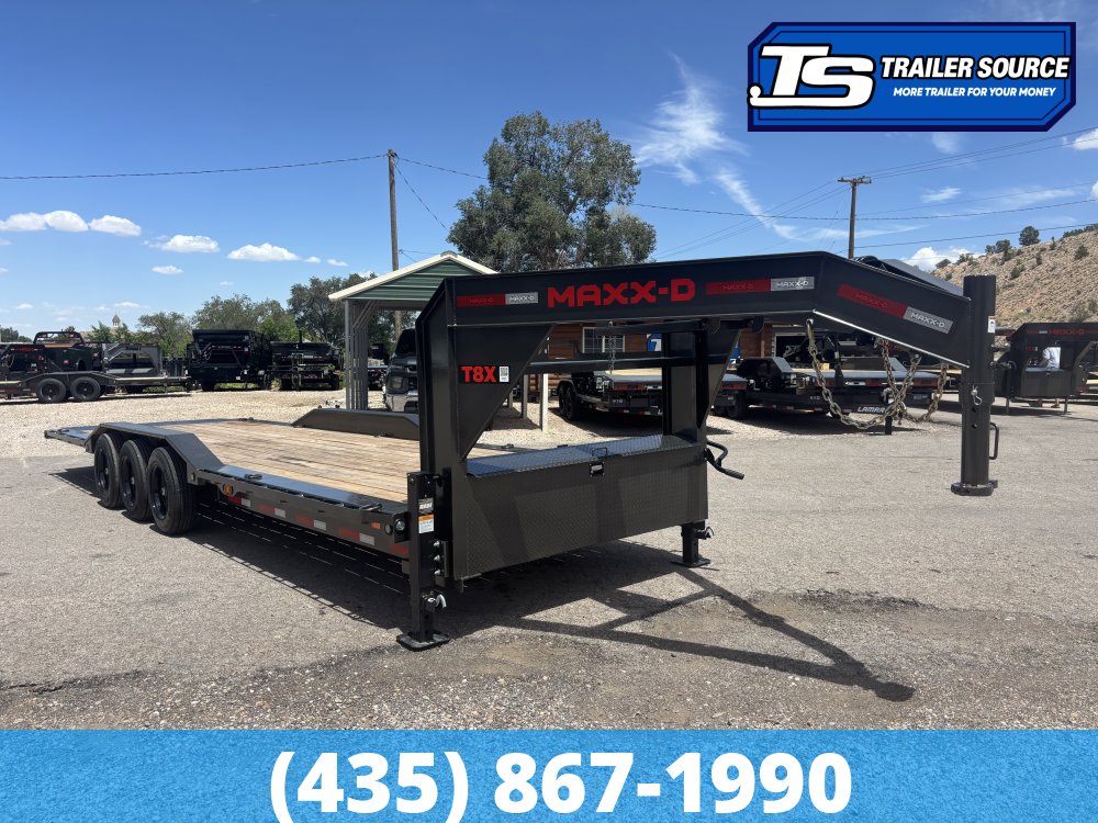 8.5x28 Maxx-D T8X Gooseneck Wide Body Power Tilt Trailer - 24K GVWR - 18 Ply Tires, Winch Plate