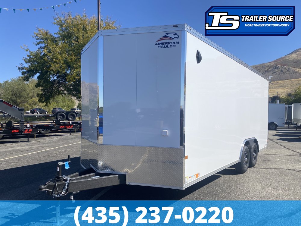 8.5x20 American Hauler Mach Enclosed Car Hauler Trailer - 7'6" Interior - 10K GVWR - .080 PolyCor, Framed and Wired for AC, Insulated Roof, Ramp Door, Rear Spoiler w/ Load Lights, 