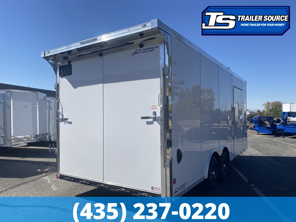 8.5x20 American Hauler Mach Enclosed Car Hauler Trailer - 7'6" Interior - 10K GVWR - .080 PolyCor, Framed and Wired for AC, Insulated Roof, Ramp Door, Rear Spoiler w/ Load Lights, 