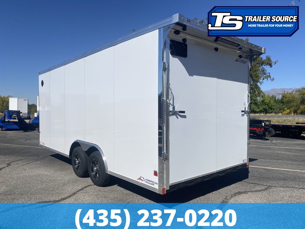 8.5x20 American Hauler Mach Enclosed Car Hauler Trailer - 7'6" Interior - 10K GVWR - .080 PolyCor, Framed and Wired for AC, Insulated Roof, Ramp Door, Rear Spoiler w/ Load Lights, 