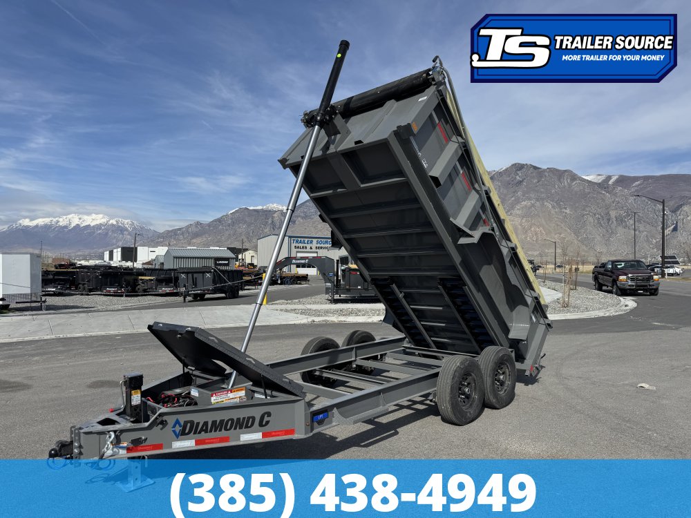 7x14 Diamond C LPT 207 Dump Trailer - 32" Sides - 15.5K GVWR - 14 Ply Tires, Long Arm Tarp