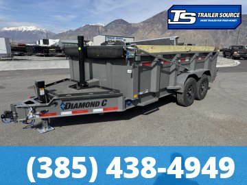 7x14 Diamond C LPT 207 Dump Trailer - 32" Sides - 15.5K GVWR - 14 Ply Tires, Long Arm Tarp