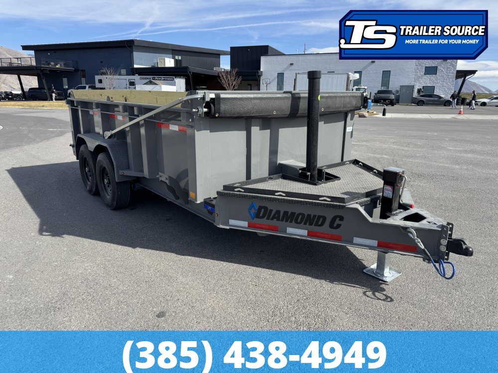 7x14 Diamond C LPT 207 Dump Trailer - 32" Sides - 15.5K GVWR - 14 Ply Tires, Long Arm Tarp
