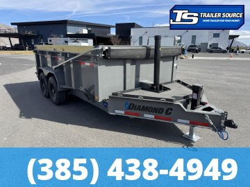 7x14 Diamond C LPT 207 Dump Trailer - 32" Sides - 15.5K GVWR - 14 Ply Tires, Long Arm Tarp