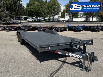 8.5x22 Lamar CC Wide Body w/ Drive Over Fenders Flatbed Car Hauler Trailer - 10K GVWR - D-Rings, Full Steel Floor