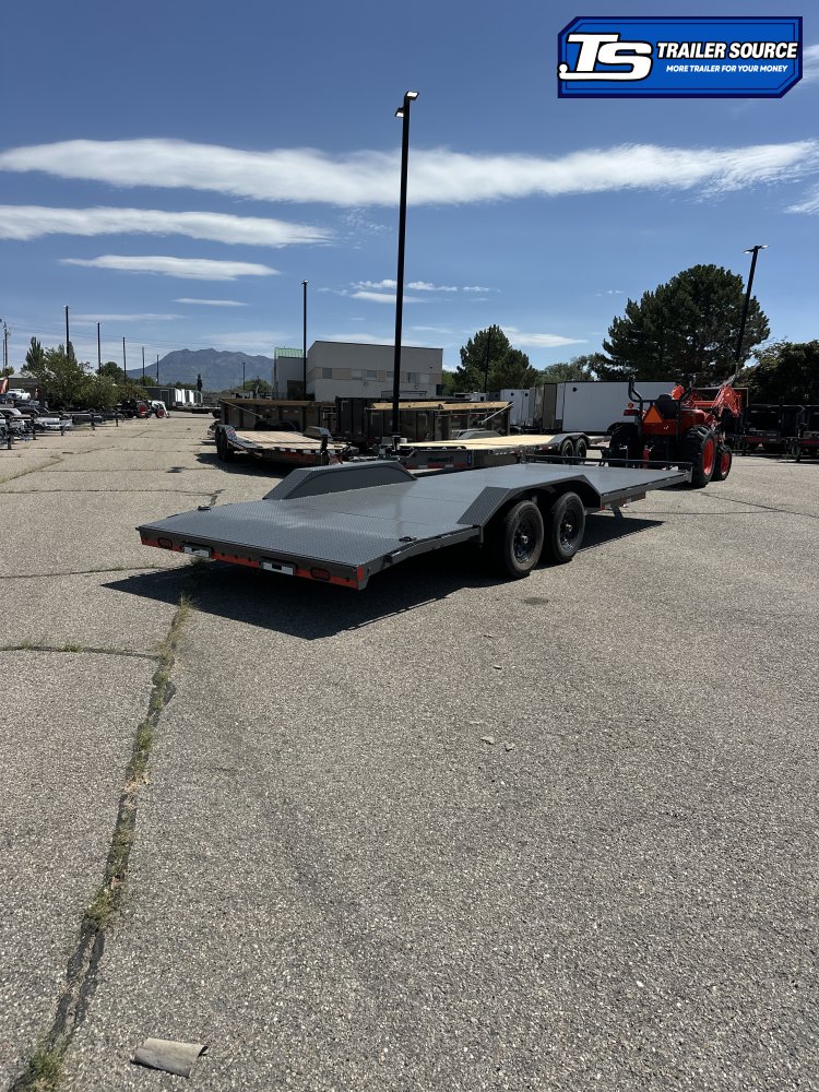 8.5x22 Lamar CC Wide Body w/ Drive Over Fenders Flatbed Car Hauler Trailer - 10K GVWR - D-Rings, Full Steel Floor