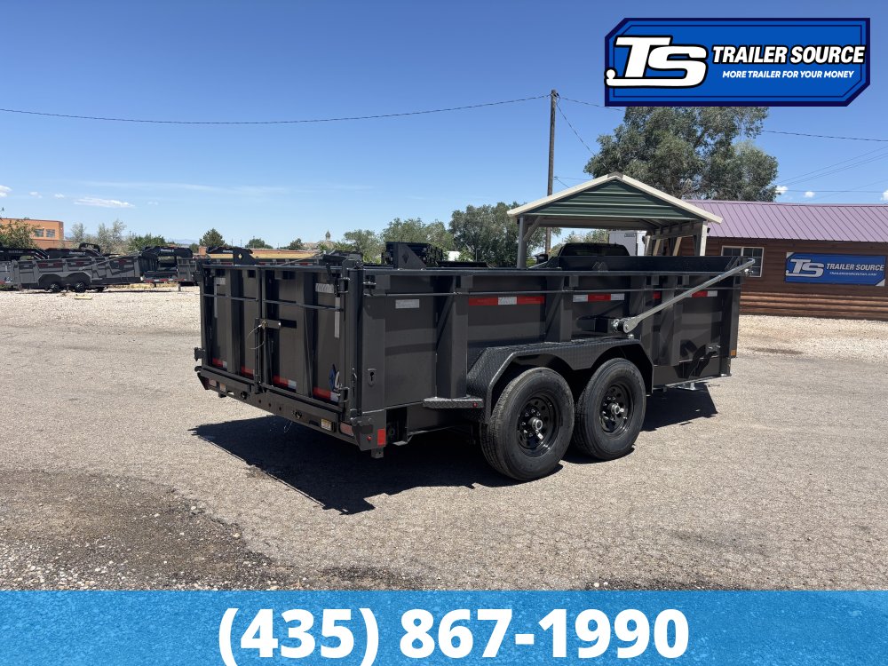 7x14 Diamond C LPT 207 Dump Trailer - 32" Sides - 15.5K GVWR - 14 Ply Tires, Board Brackets, Long Arm Tarp