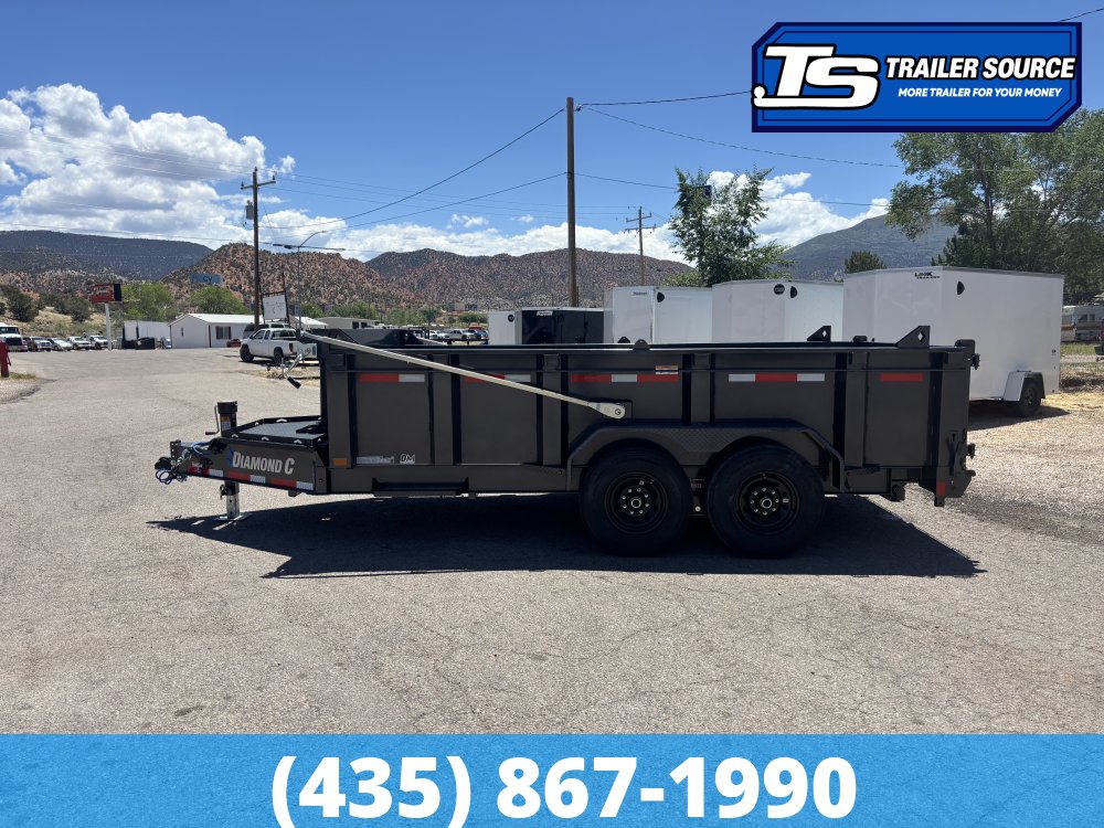 7x14 Diamond C LPT 207 Dump Trailer - 32" Sides - 15.5K GVWR - 14 Ply Tires, Board Brackets, Long Arm Tarp