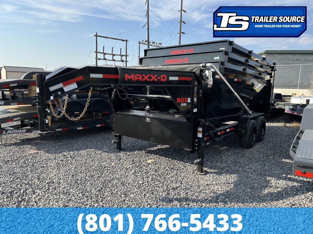 Maxx-D ROX Gooseneck 7x14 ft Roll Off Trailer  17.5K GVWR Electric Tarp