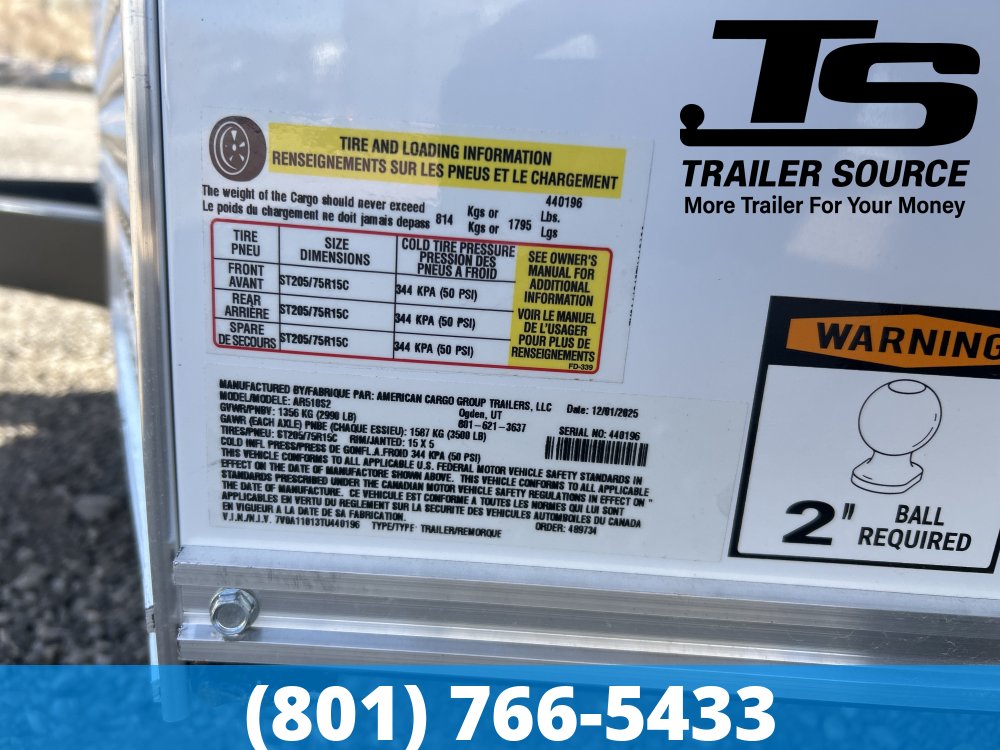 5x10 American Hauler Arrow Enclosed Cargo Trailer - 5'6" Interior - 3.5K GVWR -