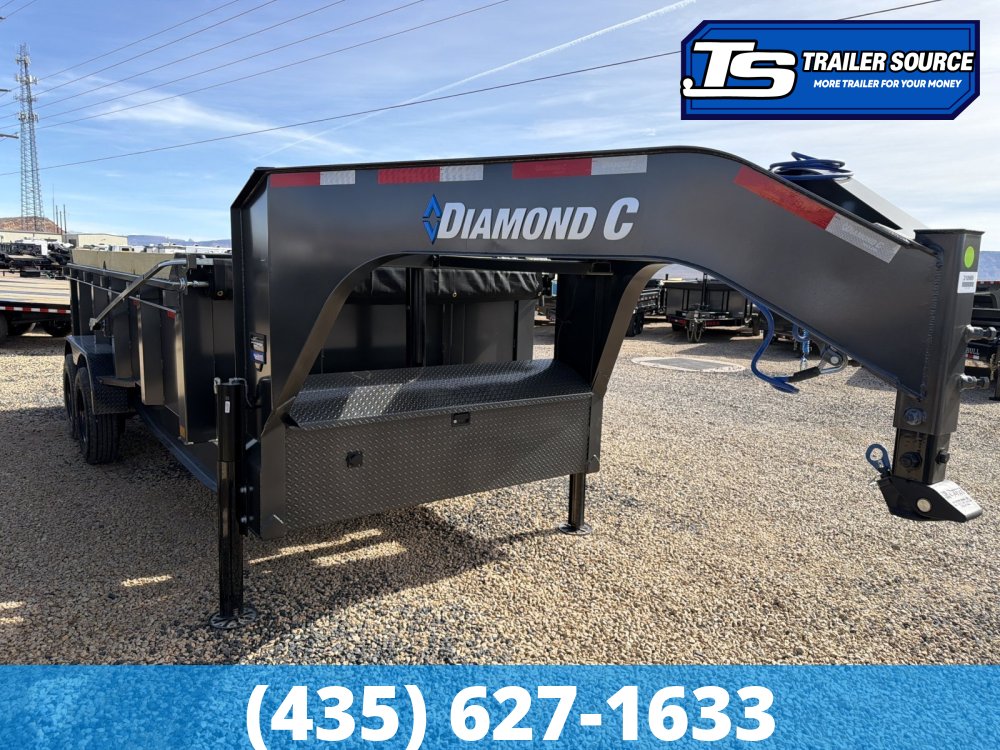 7x16 Diamond C LPT-GN 210 Gooseneck Dump Trailer - 32" Sides - 23K GVWR - Board Brackets, Hydraulic Jack(s)
