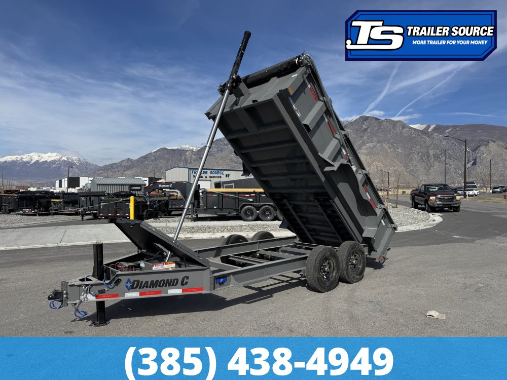 7x14 Diamond C LPT 207 Dump Trailer - 32" Sides - 15.5K GVWR - 14 Ply Tires, Long Arm Tarp