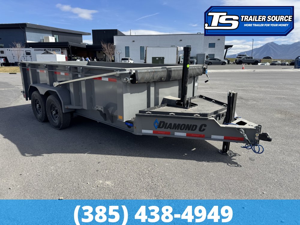 7x14 Diamond C LPT 207 Dump Trailer - 32" Sides - 15.5K GVWR - 14 Ply Tires, Long Arm Tarp