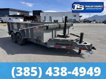 7x14 Diamond C LPT 207 Dump Trailer - 32" Sides - 15.5K GVWR - 14 Ply Tires, Long Arm Tarp