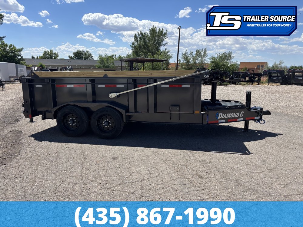 7x14 Diamond C LPT 208 Pacesetter Pkg Dump Trailer - 32" Sides - 18K GVWR - 7 Gauge Floor and Walls, ABS Brakes, Board Brackets, Long Arm Tarp, Solar Panel, Stabilizer Jacks