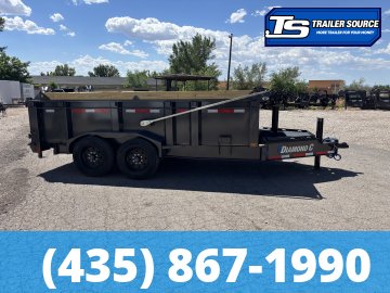 7x14 Diamond C LPT 208 Pacesetter Pkg Dump Trailer - 32" Sides - 18K GVWR - 7 Gauge Floor and Walls, ABS Brakes, Board Brackets, Long Arm Tarp, Solar Panel, Stabilizer Jacks