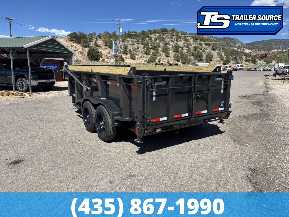7x14 Diamond C LPT 208 Pacesetter Pkg Dump Trailer - 32" Sides - 18K GVWR - 7 Gauge Floor and Walls, ABS Brakes, Board Brackets, Long Arm Tarp, Solar Panel, Stabilizer Jacks