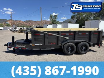 7x14 Diamond C LPT 208 Pacesetter Pkg Dump Trailer - 32" Sides - 18K GVWR - 7 Gauge Floor and Walls, ABS Brakes, Board Brackets, Long Arm Tarp, Solar Panel, Stabilizer Jacks