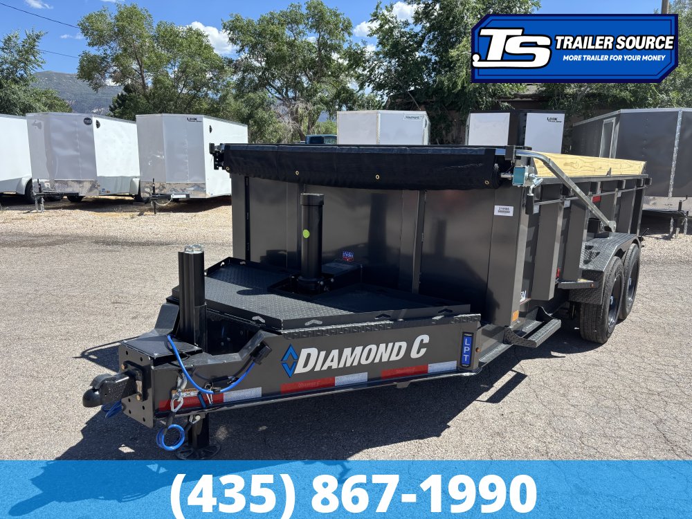 7x14 Diamond C LPT 208 Pacesetter Pkg Dump Trailer - 32" Sides - 18K GVWR - 7 Gauge Floor and Walls, ABS Brakes, Board Brackets, Long Arm Tarp, Solar Panel, Stabilizer Jacks