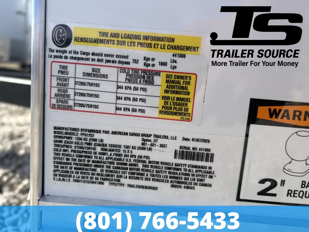 6x12 Haulmark Passport Enclosed Cargo Trailer - 6'6" Interior - 3.5K GVWR -