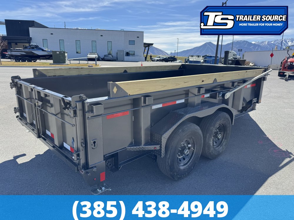 7x14 Diamond C LPT 207 Dump Trailer - 24" Sides - 15.5K GVWR - 14 Ply Tires, Long Arm Tarp