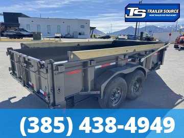 7x14 Diamond C LPT 207 Dump Trailer - 24" Sides - 15.5K GVWR - 14 Ply Tires, Long Arm Tarp