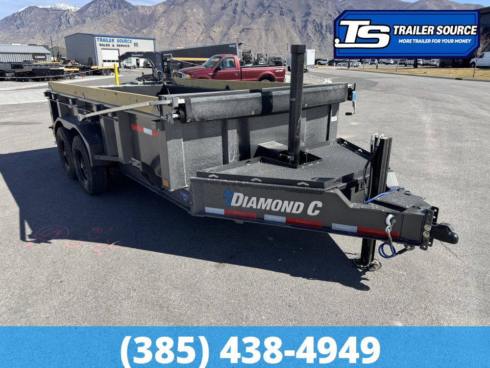 7x14 Diamond C LPT 207 Dump Trailer - 24" Sides - 15.5K GVWR - 14 Ply Tires, Long Arm Tarp