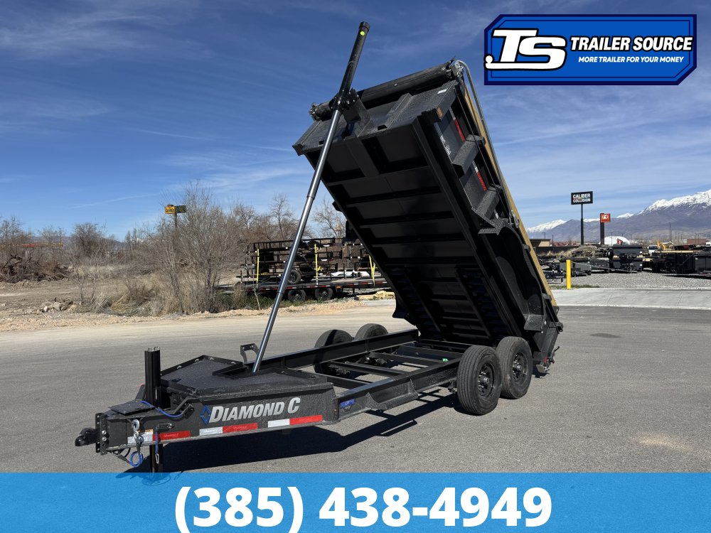 7x14 Diamond C LPT 207 Dump Trailer - 24" Sides - 15.5K GVWR - 14 Ply Tires, Long Arm Tarp