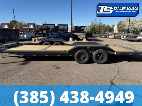 8.5x24 Lamar CC Wide Body w/ Drive Over Fenders Flatbed Car Hauler Trailer - 10K GVWR - D-Rings