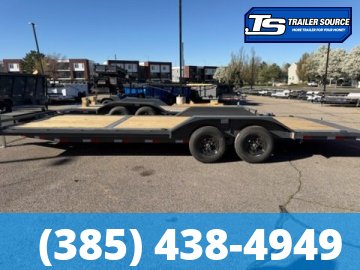 8.5x24 Lamar CC Wide Body w/ Drive Over Fenders Flatbed Car Hauler Trailer - 10K GVWR - D-Rings