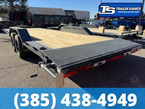 8.5x24 Lamar CC Wide Body w/ Drive Over Fenders Flatbed Car Hauler Trailer - 10K GVWR - D-Rings
