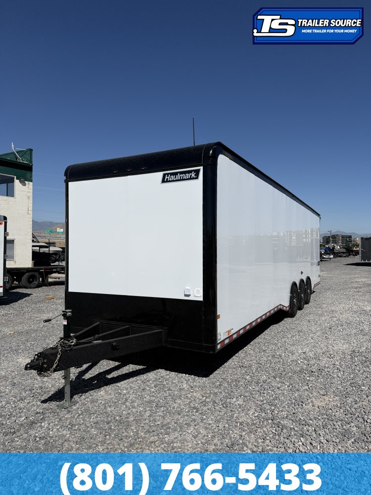 8.5x34 Haulmark Edge Sportsman Pkg Enclosed Car Hauler Trailer - 7'10" Interior - 18K GVWR - Black Out Package