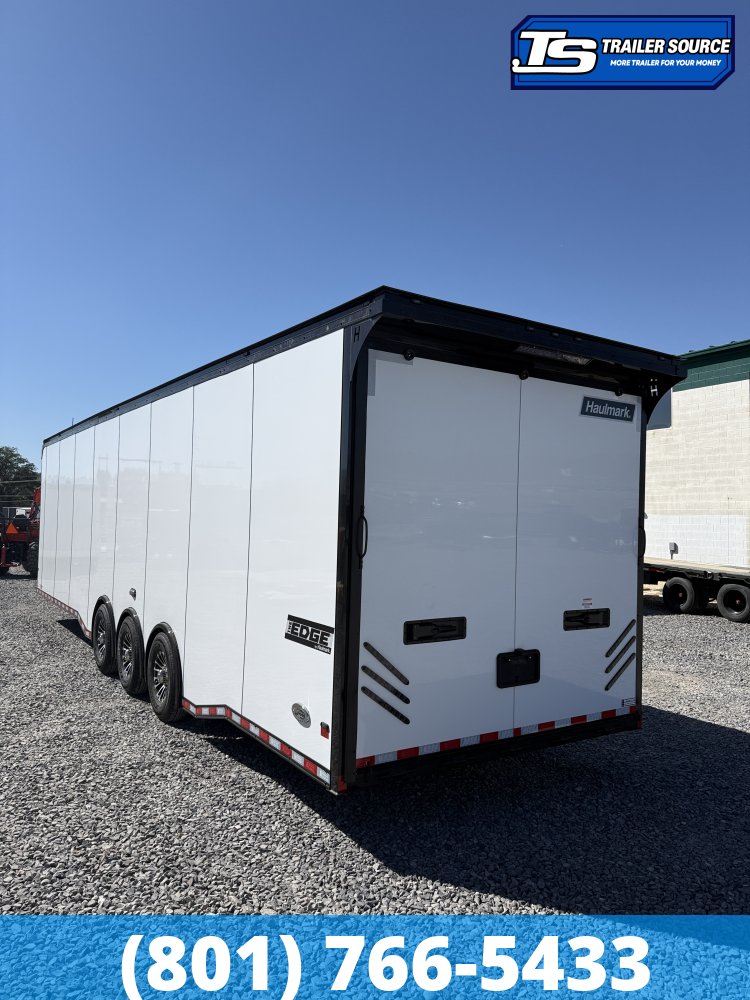 8.5x34 Haulmark Edge Sportsman Pkg Enclosed Car Hauler Trailer - 7'10" Interior - 18K GVWR - Black Out Package