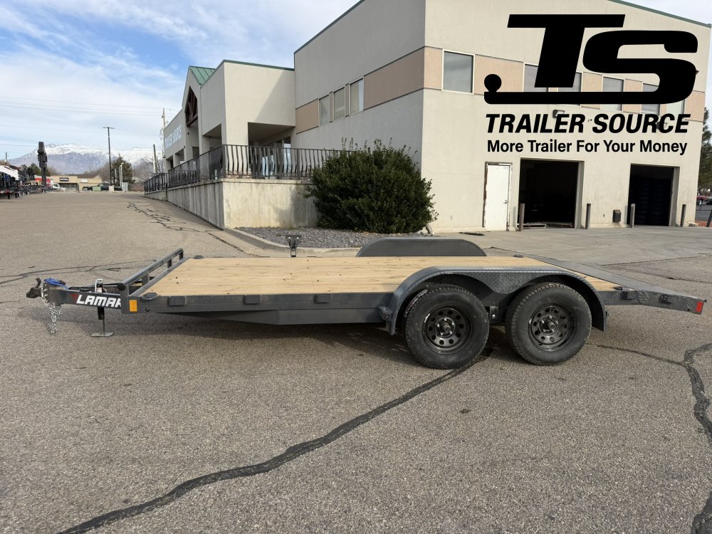 7x16 Lamar CE Flatbed Car Hauler Trailer - 7K GVWR D-Rings