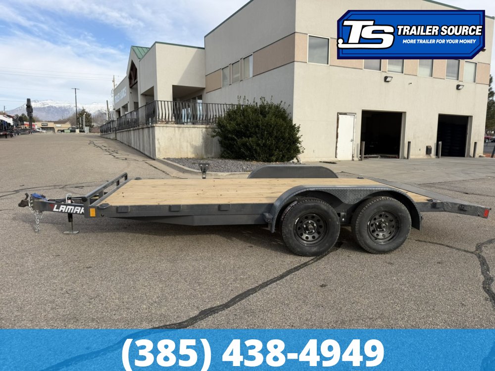 7x16 Lamar CE Flatbed Car Hauler Trailer - 7K GVWR D-Rings