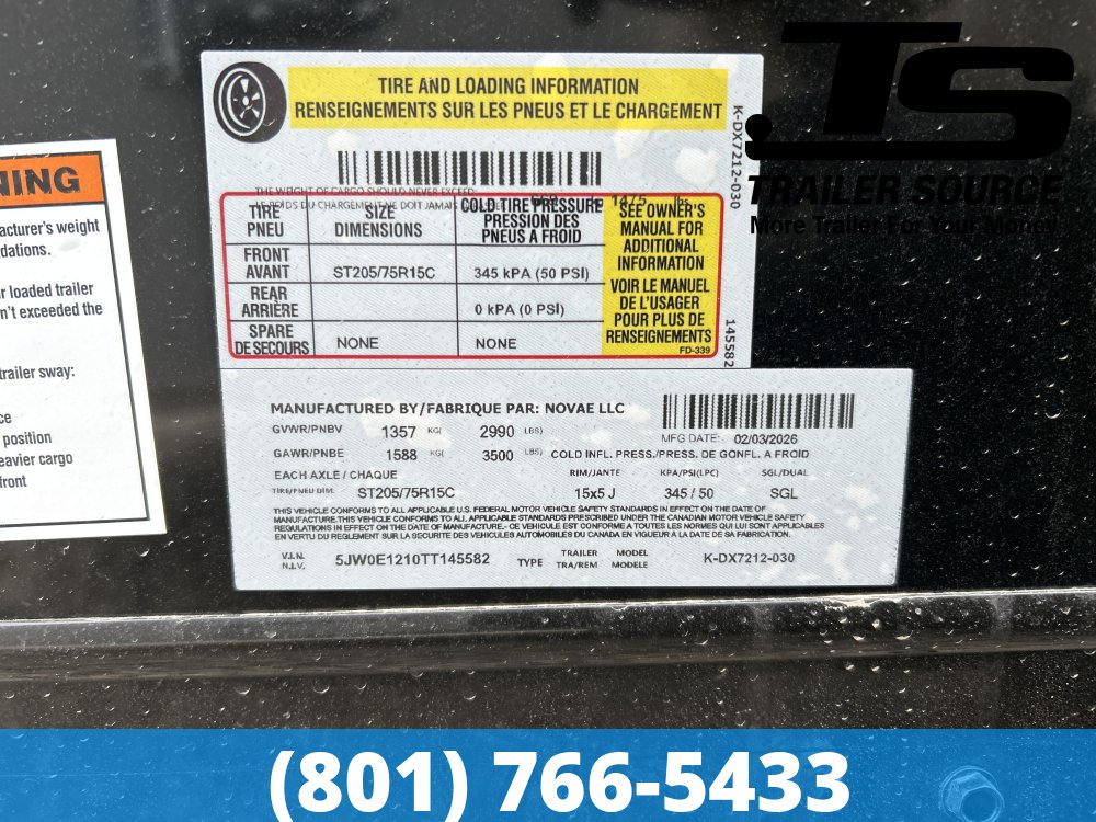 6x12 Look ST DLX Enclosed Cargo Trailer - 6'6" Interior - 3.5K GVWR - .080 PolyCor, Alloy Wheels, Black Out Package