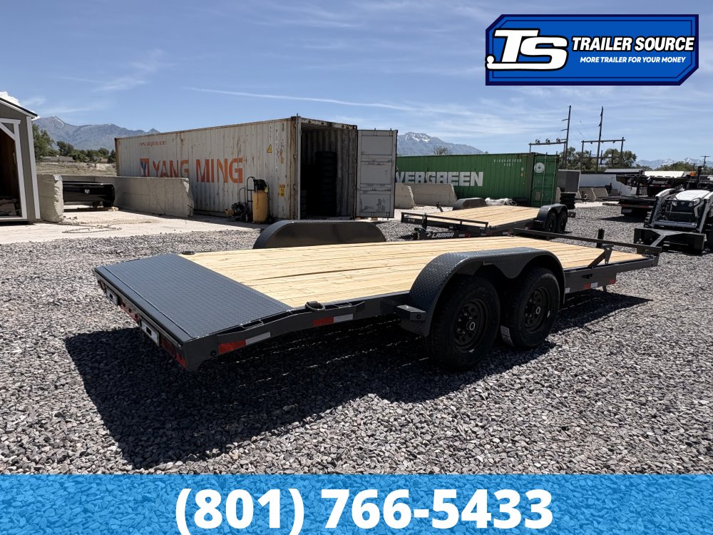 7x20 Lamar CC Flatbed Car Hauler Trailer - 10K GVWR - D-Rings