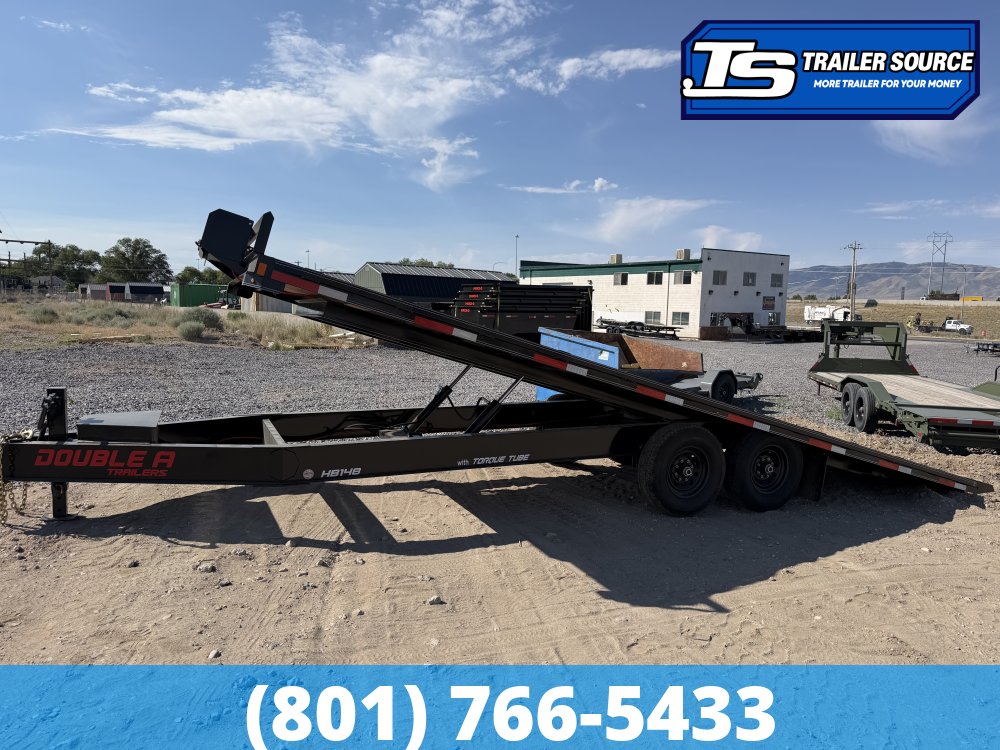 8.5x24 Double A Pro Series HBT Deckover Tilt Trailer - 15.4K GVWR - Winch Package