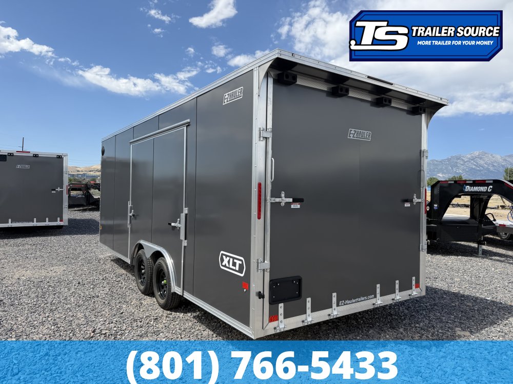 8.5x20 Alcom Aluminum EZ Hauler XLT Auto Trailer - 7'0" Interior - 7K GVWR - .080 PolyCor, Ultimate Escape Door