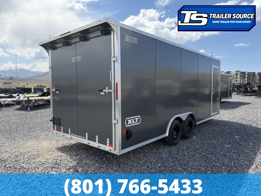 8.5x20 Alcom Aluminum EZ Hauler XLT Auto Trailer - 7'0" Interior - 7K GVWR - .080 PolyCor, Ultimate Escape Door