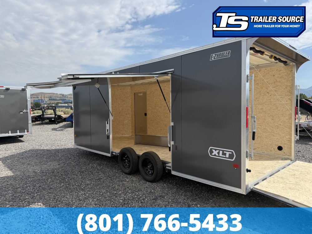 8.5x20 Alcom Aluminum EZ Hauler XLT Auto Trailer - 7'0" Interior - 7K GVWR - .080 PolyCor, Rear Spoiler, Translucent Roof, Ultimate Escape Door