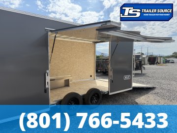 8.5x20 Alcom Aluminum EZ Hauler XLT Auto Trailer - 7'0" Interior - 7K GVWR - .080 PolyCor, Rear Spoiler, Translucent Roof, Ultimate Escape Door