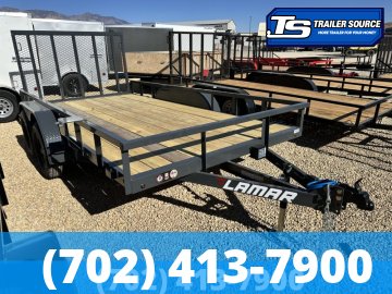 7'x16' Lamar UC Tandem Axle Utility Trailer - 7K GVWR - Ramp Gate, Tube Top Rail