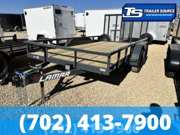 7'x16' Lamar UC Tandem Axle Utility Trailer - 7K GVWR - Ramp Gate, Tube Top Rail