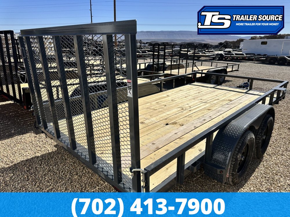 7'x16' Lamar UC Tandem Axle Utility Trailer - 7K GVWR - Ramp Gate, Tube Top Rail